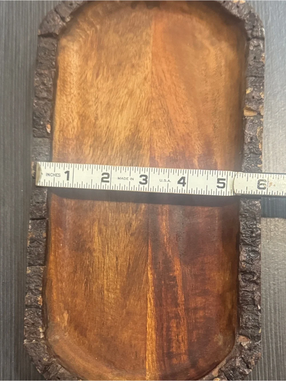 Rustic Edge Wood Serving Board or Dough Bowl for Decor- Natural Brown Tones 12x6